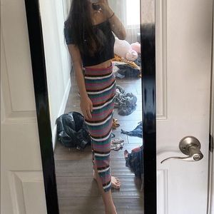 Urban outfitters long fuzzy stripe skirt